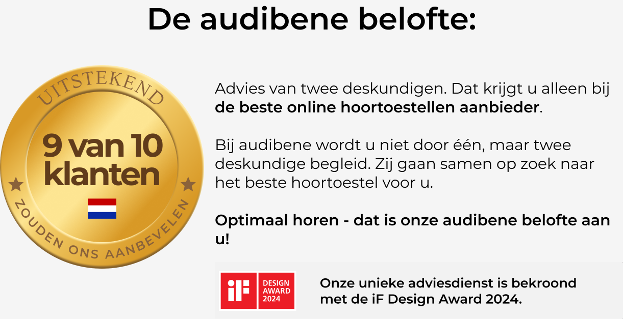 de audibene belofte: twee-delige adviesdienst die 9 van de 10 nederlanders zou aanbevelen